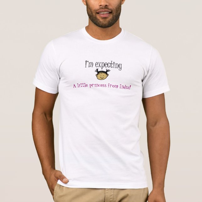 Camiseta Esperando uma menina de India! (Frente)