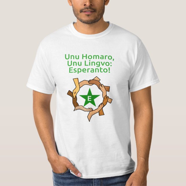 Camiseta Esperanto mãos fundo incolor (Frente)