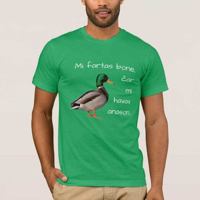 Camiseta Esperanto: Osso dos fartas do MI, MI ĉar Havas (Frente)