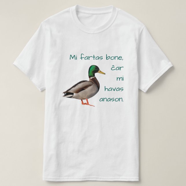 Camiseta Esperanto: Osso dos fartas do MI, MI ĉar Havas (Frente do Design)