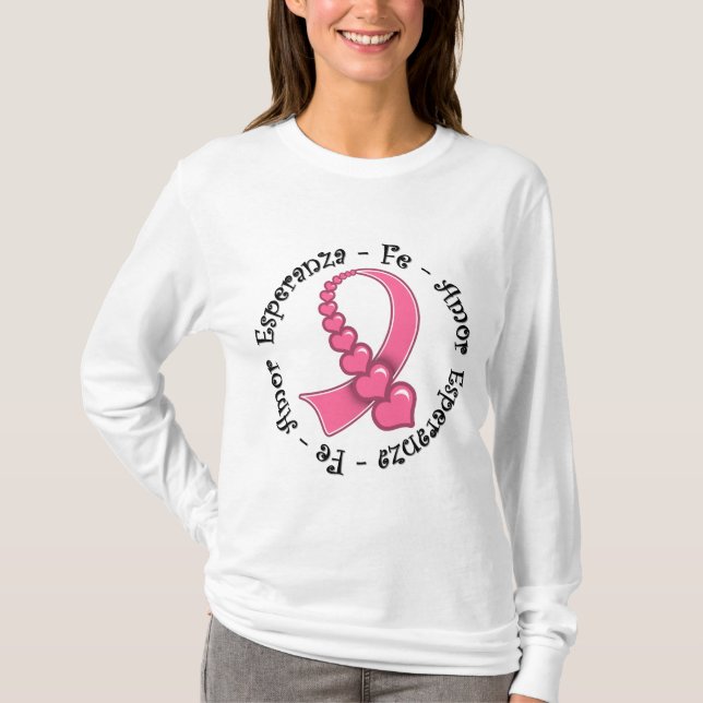 Camiseta Esperanza Fe Amor Cancer de Mama (Frente)