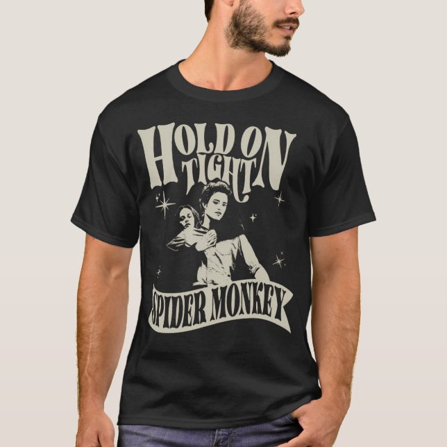 Camiseta Espere Um Macaco De Aranha Apertada (Frente)
