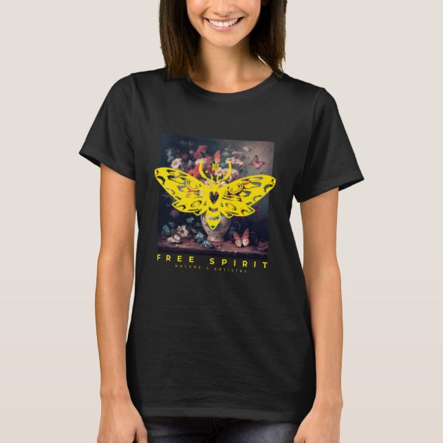 Camiseta Espessura livre e flor preta (Frente)