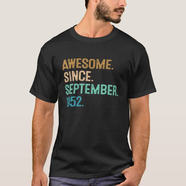 Camiseta Espetacular De 70 Anos Desde Setembro De 1952 70 B (Frente)