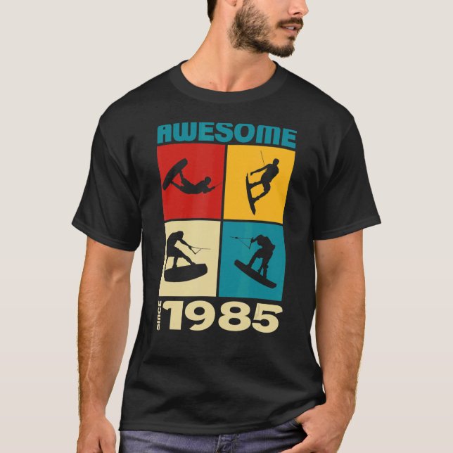 Camiseta Espetacular desde 1985 Estilo de Vida de Wakeboard (Frente)