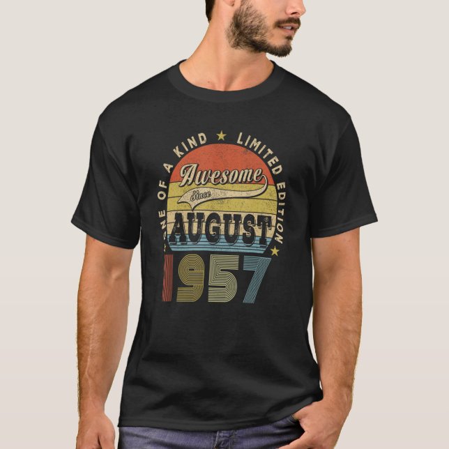 Camiseta Espetacular Desde Agosto De 1957, 66 Anos, Retro 6 (Frente)