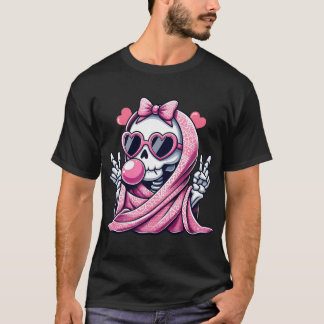 Camiseta Espetáculo cor-de-rosa bonito Halloween para homen