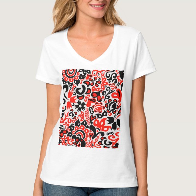 Camiseta Espetáculo floral de arte popular ucraniana (Frente)