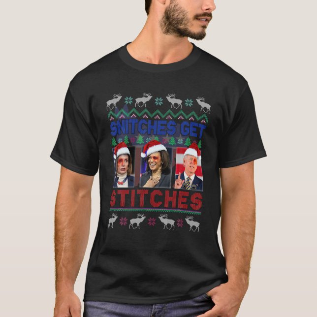 Camiseta Espingardas Obtêm Stitches Xmas Anti-Biden (Frente)