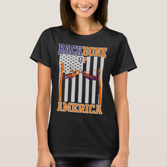Camiseta Espinha dorsal da América Lineman Lineworker (Frente)
