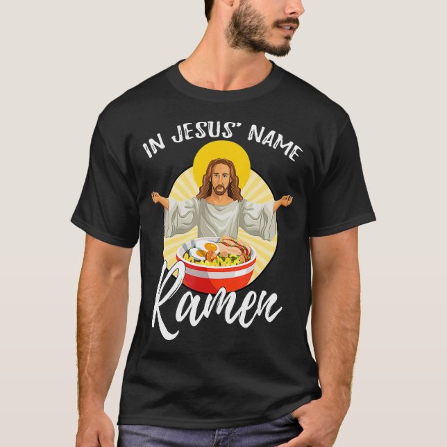 Camiseta Espinheirinho Sagrado Noodle Em Jesus Nome Ramen  (Frente)