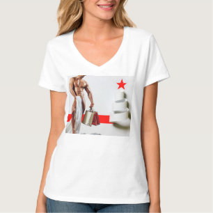 Camiseta Espira de papel branco comprando o Natal do Slippe
