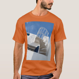 Camiseta Espirais e linhas de arquitetura azul e branca em