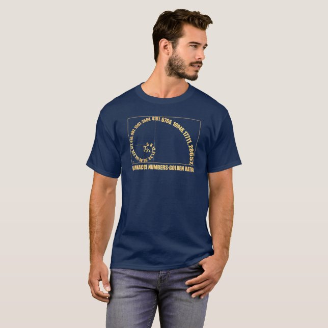 Camiseta Espiral de Fibonacci, relação dourada (Frente Completa)