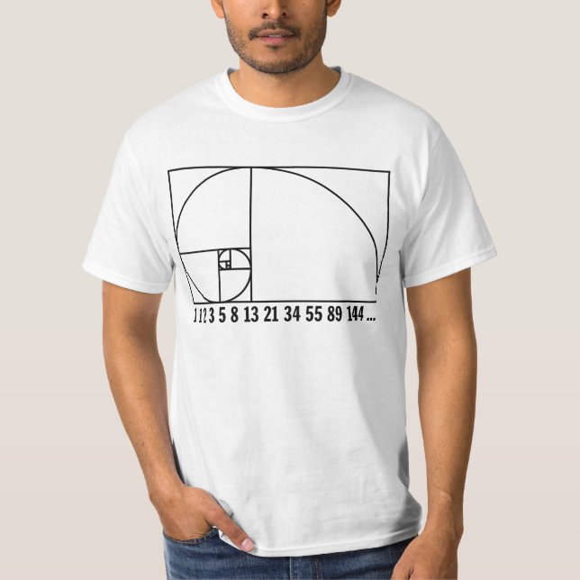 Camiseta Espiral Fibonacci - Sequência Numérica 1 (Frente)