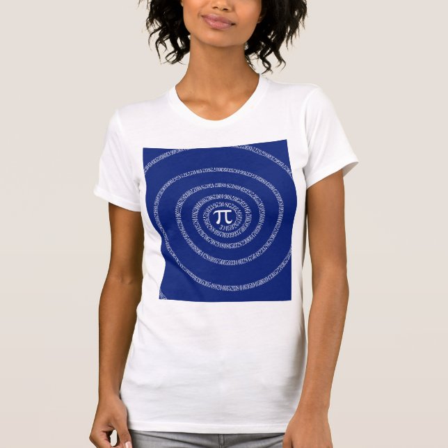 Camiseta Espiral para a tipografia de Pi em Azul (Frente)