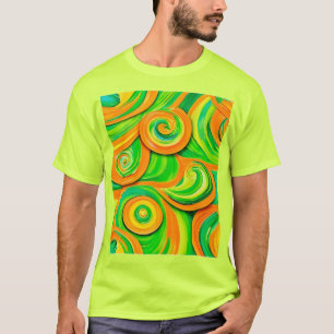 Camiseta Espiral Verde e Laranja