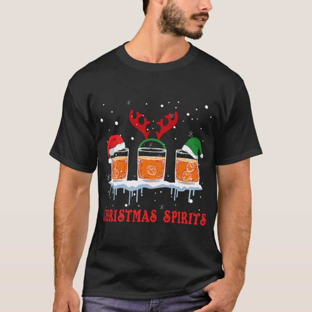 Camiseta Espirita de Natal Bourbon Scotch Whiskey Funny T S (Frente)