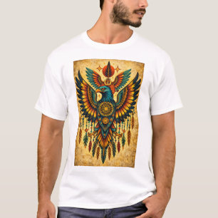 Camiseta Espírito Águia Tribal – Penas Boho e Símbolo Sagra