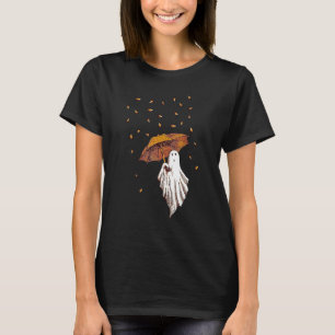 Camiseta Espírito Assustador Com Guarda-Chuva Segurando Gua