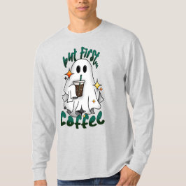 Camiseta Espírito Café - Mas Primeiro... Café - Cinzas Leve