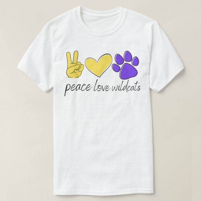 Camiseta Espírito da Equipe da Peace Love Wildcats (Frente do Design)