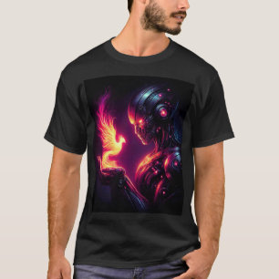 Camiseta Espírito de Fogo Fênix Robô Futurista Cibernético