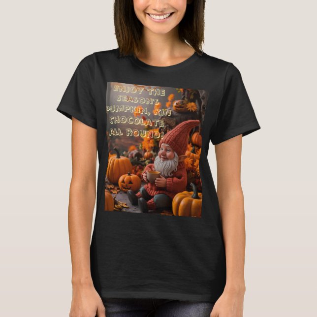 Camiseta Espírito De Halloween Um Gnomo Convide. (Frente)