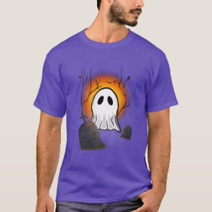 Camiseta Espírito de Lua Laranja-Roxa no cemitério