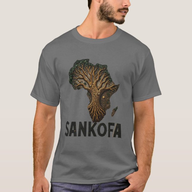 Camiseta Espírito de Sankofa celebra herança negra,história (Frente)