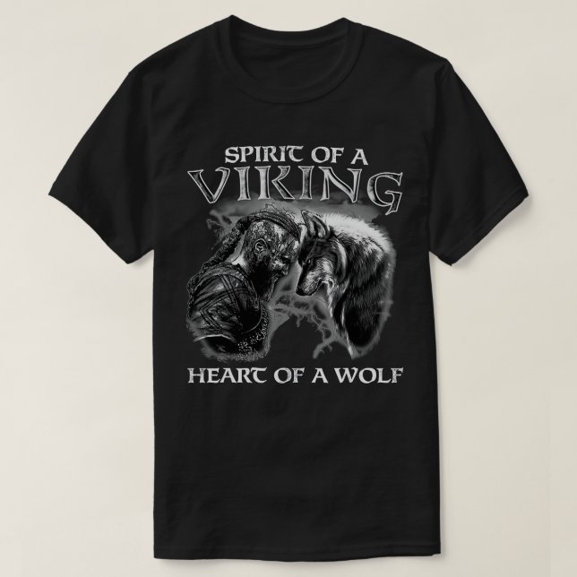 Camiseta Espírito De Um Coração Viking De Lobo Viking W (Frente do Design)
