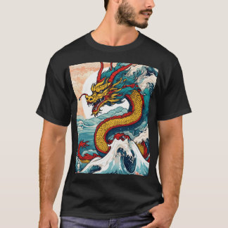 Camiseta Espírito do Oriente:Tee da Ilustração do Dragão Ja