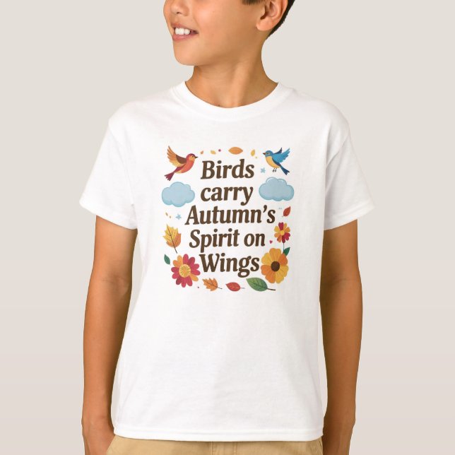 Camiseta Espírito do outono de aves em Carregares (Frente)