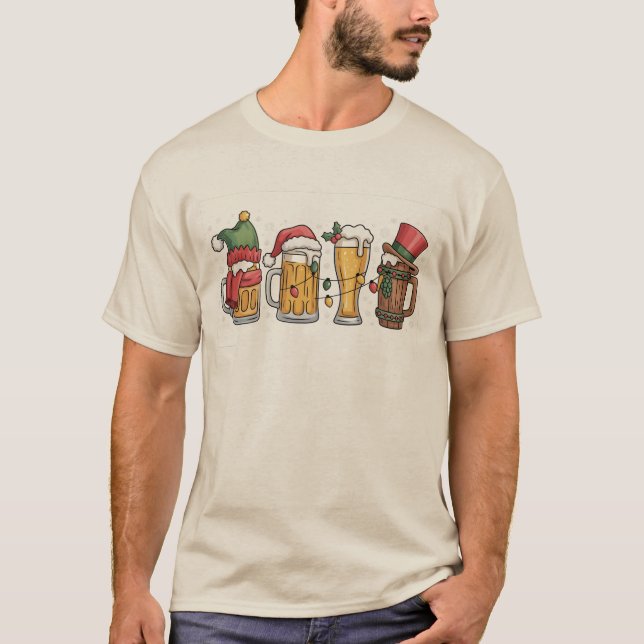 Camiseta Espírito do Partido do Bebendo de Cerveja de Natal (Frente)