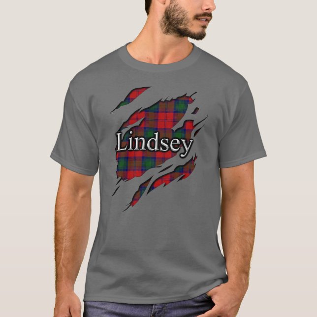 Camiseta Espírito do Tartan de Lindsey Lindsay do clã (Frente)