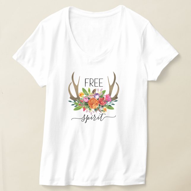 Camiseta Espírito Livre Moderno Boho Chic Flores Galhadas (Postura )