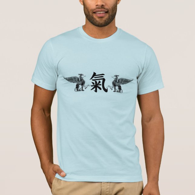 Camiseta Espírito, mente, Kanji da força com grifo (Frente)