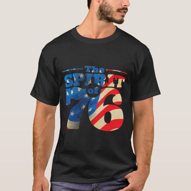 Camiseta Espírito Retro De 76 De 4 De Julho (Frente)