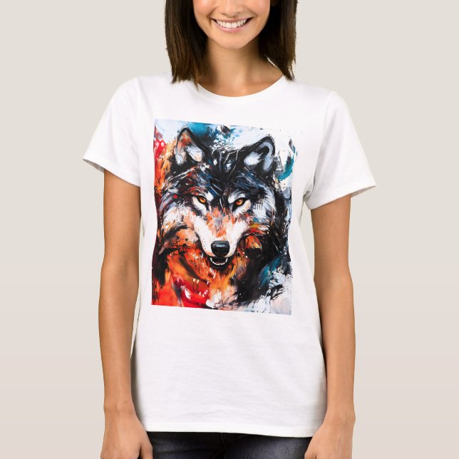 Camiseta Espírito Selvagem Abstrato Lobo (Frente)