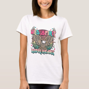 Camiseta Espírito Selvagem Coração Rebelde Águia Retro Gráf