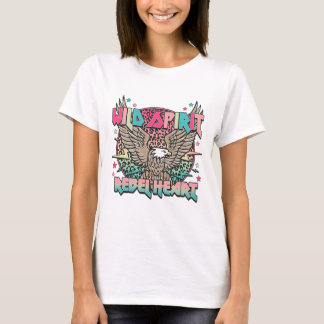 Camiseta Espírito Selvagem Coração Rebelde Águia Retro Gráf