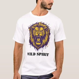 Camiseta Espírito Selvagem Gráfico do Leão Feroz Rugindo