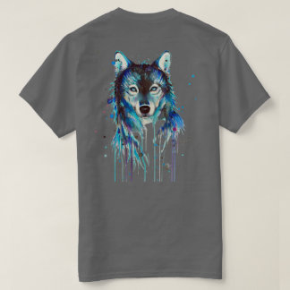 Camiseta Espírito Selvagem Lobo Azul Aquarela
