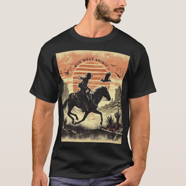 Camiseta Espírito Selvagem Ocidental: Aventura Cowboy (Frente)