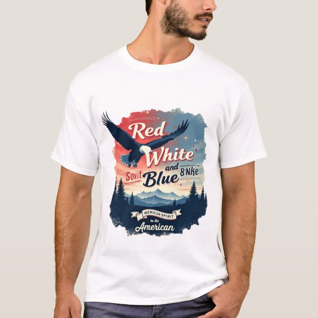 Camiseta Espírito Vermelho, Branco e Azul Americano (Frente)