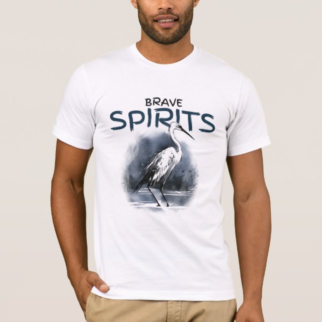 Camiseta Espíritos corajosos Heron Artística T-Shirt (Frente)