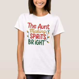 Camiseta Espíritos de Natal Engraçados Tia Brilhante