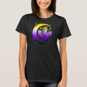Camiseta Espiritual Celestial Não-Binário Orgulho Moon Boho