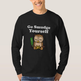 Camiseta Espiritual Divertido Vá Defumar-se Coruja Meditand