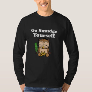 Camiseta Espiritual Divertido Vá Defumar-se Coruja Meditand